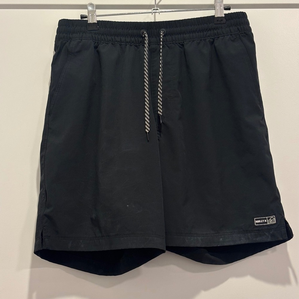 Hurley Mens Black Hybrid Walk Shorts Elastic Waist Stretch Size Medium 1699-1124